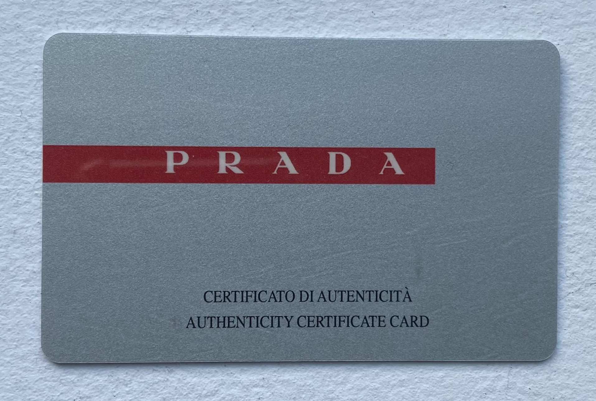 Prada authenticity certificate and serial number