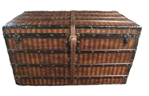 The striped canvas Louis Vuitton trunk
