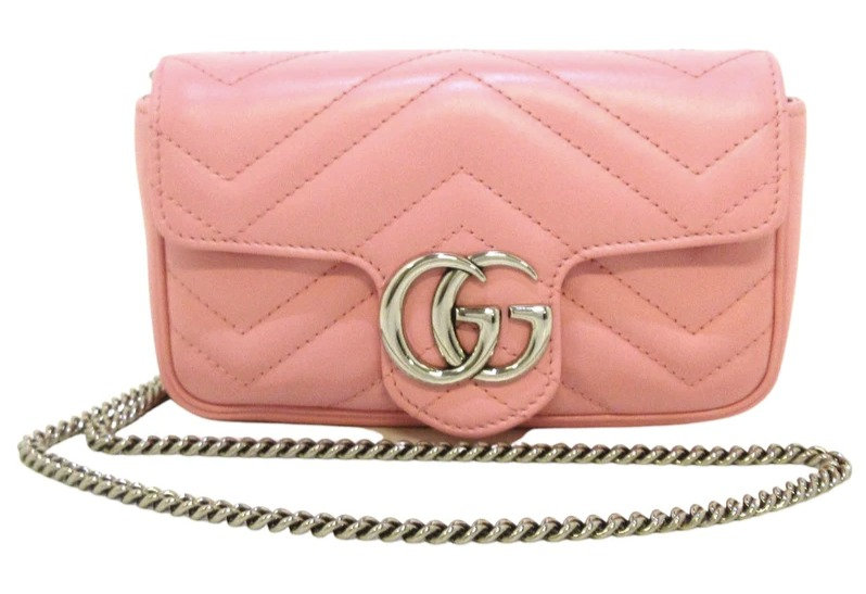 Mini quilted GG Marmont shoulder bag in pink leather, The Brand Collector.
